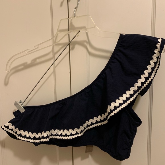 J.Crew Ruffle One-shoulder Bikini Top Rickrack Trm - Picture 3 of 8